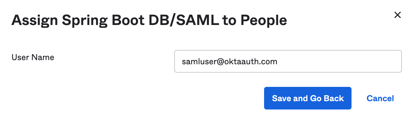 Assign your application to yourself, with the custom username provided