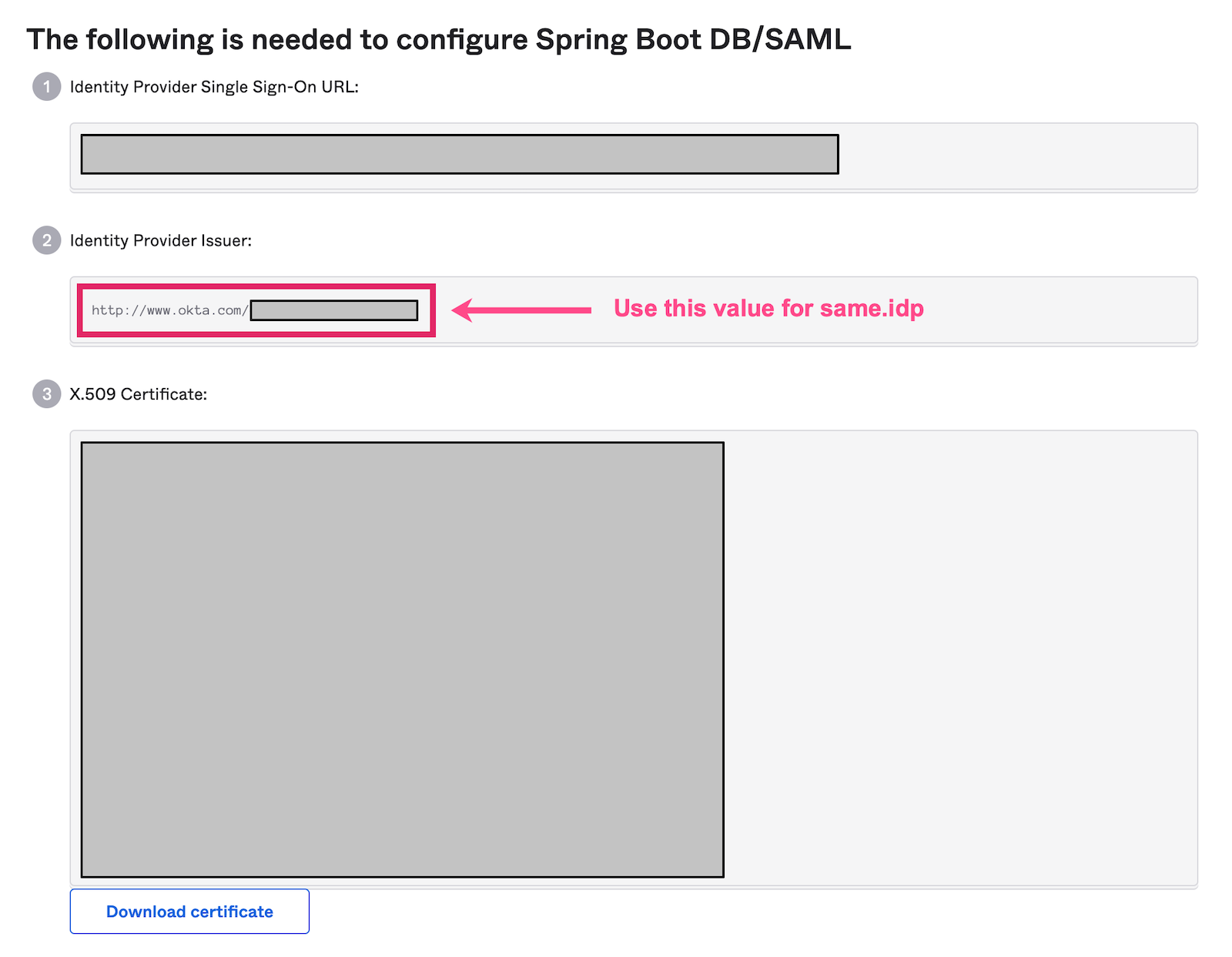 Copy the URL for Identity Provider metadata